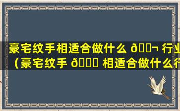 豪宅纹手相适合做什么 🐬 行业（豪宅纹手 🍀 相适合做什么行业生意）